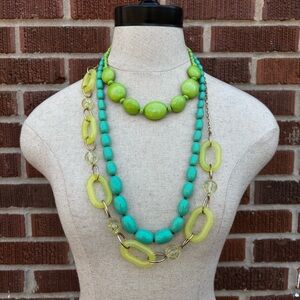 C1946 Necklace Resin Statement Gold Yellow Tone Fashion Jewelry Plus 2 more